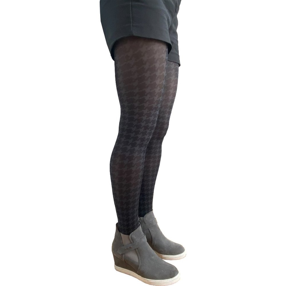 Black and Gray Houndstooth Patterned tights